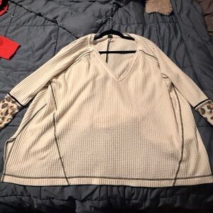 We The Free Cream Textured Knit Top OVERSIZED